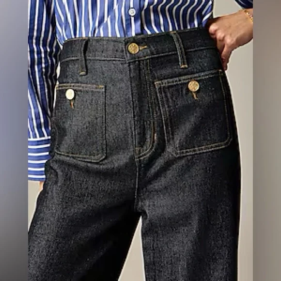 NWT J.Crew Sailor Wide Leg Denim Trouser - Picture 4 of 12